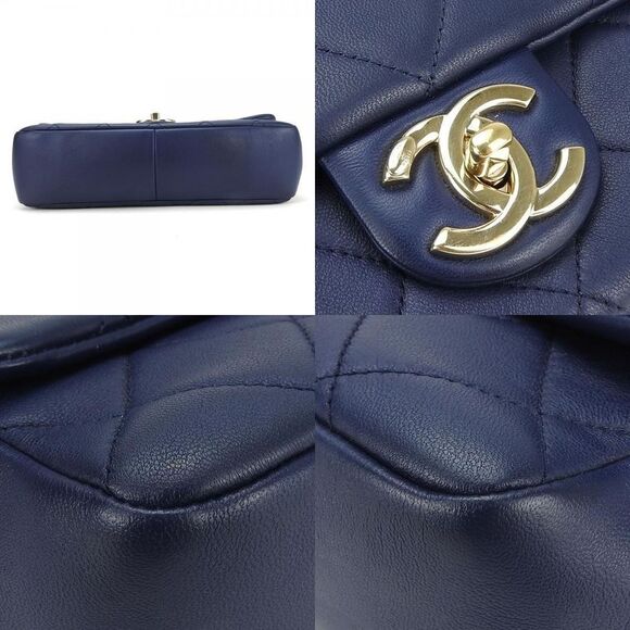 Chanel Shoulder Bag Matelasse Lambskin Navy Gold Hardware 2WAY Hand No 29 - Picture 4 of 9